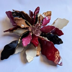 Decorative Maroon, Plum, Rose, Cream, Tan Flower Brooch. New Brooch - Gift Idea!